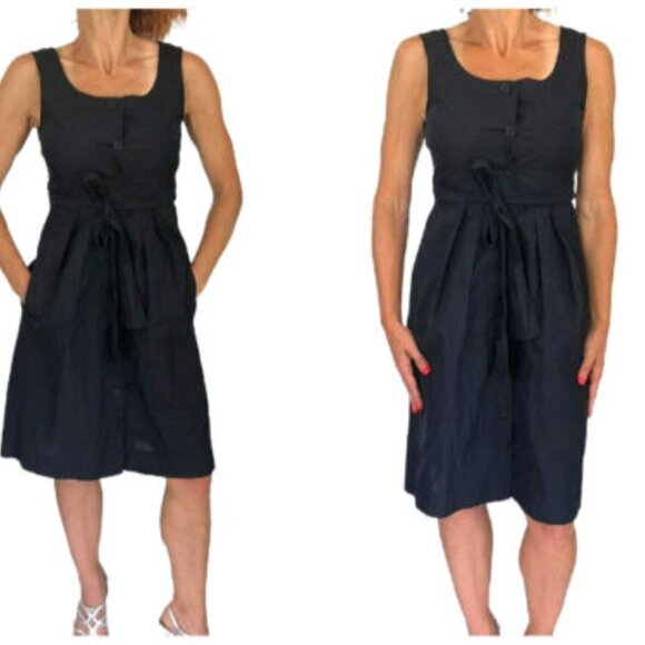 Theory Lucilla Cotton Wrap Dress Black Size 6 - Picture 5 of 7